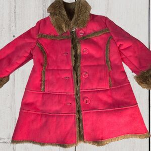 Little girls pink Winter faux fur coat 24m Slightly Used Barbiecore